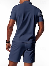 olcso Vakáció-Férfi Pólóingek Quarter Zip Polo Szabadtéri Hétköznapi viselet Hajtóka Rövid ujjú Divat Hawaii Sima 2 db Nyár Normál Fekete Fehér Sötétkék Királykék Lóhere Khakizöld Pólóingek