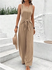 abordables mono de vacaciones-Mujer Mono Activo Floral Sin Mangas Perneras anchas Escote en Pico Vacaciones Calle Ajuste regular Negro Rosa Azul Piscina Verano