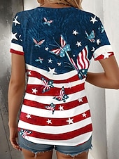 cheap Independence Day Top-Independence Day Women&#039;s Patriotic Fourth of July T Shirt Graphic Flag Vintage Casual Short Sleeve Crew Neck Regular Tops Daily Weekend Print Blue Summer