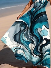 preiswerte Kunst &amp; Design Kleider-Damen Maxikleid A Linie Kleid Schulterfreies Kleid Urlaub Lässig Strand Party Normale Passform Ombre Grafik Marmor Ärmellos Quadrathals Rundausschnitt Hellrosa Eisblau Pfauenblau Sommer Frühling