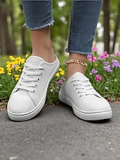 economico Sneakers da donna-Sneakers slip-on da donna in tela verde con lacci – comode scarpe da ginnastica senza schienale, ideali per passeggiate, shopping, corse a scuola e giornate estive informali
