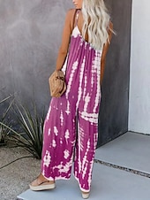 economico tute casual-Per donna Normale Tuta Streetwear Tinta a nodi Senza Maniche Scollo a V Tasca Streetwear Quotidiano Vestibilità regolare Giallo Rosa Rosso Estate