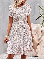 ieftine Rochii Boho-Pentru femei Rochie Mini Rochie florala Rochie Boho Rochie imprimata Modă Clasic Modern Vacanță Concediu Ieșire Fit regulat Floare Manșon scurt Stil Nautic Roșu-aprins Albastru piscină Maro Trifoi