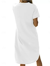 abordables Robe blanche-Femmes Robe Midi Robe Décontractée Robe d&#039;été Mode Moderne Quotidien Week-end Coupe régulière Uni Manche Courte Col ras du cou Noir Blanche Rouge Vert foncé Été