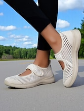 Χαμηλού Κόστους Γυναικεία Sneakers-Γυναικεία αναπνεύσιμα παπούτσια πεζοπορίας από πλέγμα – ελαφριά αθλητικά αθλητικά παπούτσια με velcro για άσκηση σε εξωτερικούς χώρους, ταξίδια και καθημερινή άνεση