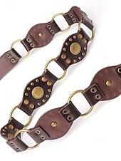 cheap Women&#039;s Belt-Women&#039;s Bohemian Western cowboy style belt with antique brass flower buckle, Adjustable tightness, Suitable for retro fashion, Casual or festival wear