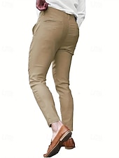 economico Chino-Per uomo Pantaloni Eleganti Aderente Pantaloni Chinos Bottoni Tasca Semplice Comodità Formale Feste Lavoro Moda Stile Classico Blu Cachi Micro-elastico