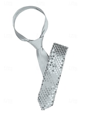abordables Cravates et nœuds papillon pour hommes-Cravate de soirée à paillettes pour homme – cravate réglable en satin scintillant pour bal, danse, représentation sur scène, discothèque et événements costumés
