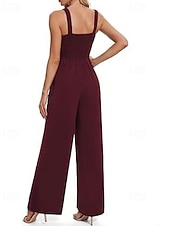 cheap Casual Jumpsuits-Women's Normal Jumpsuit Streetwear Solid Color Sleeveless U Neck Pocket Street Daily Regular Fit Black Wine Navy Blue Summer