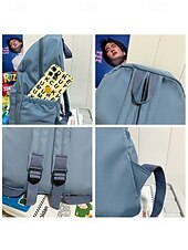 abordables Sacs à dos de Collège-Sac à dos d&#039;école unisexe en nylon de couleur unie avec design multi-poches - sac à dos léger et minimaliste pour adolescents et étudiants