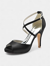 olcso Koktél-női elefántcsont színű szatén slingback magassarkú nyitott orrú és tűsarkú cipőkkel - elegáns koktélparti cipők különleges alkalmakra