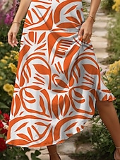 cheap Floral Dress-Women&#039;s Maxi Dress A Line Dress Summer Dress Slip Dress Elegant Vacation Casual Regular Fit Floral Graphic Geometric Sleeveless V Neck Spaghetti Strap Red Blue Purple Orange Summer Spring