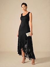 ieftine Rochii Party-Pentru femei Rochie Maxi Rochie cu Volane Elegant Nuntă Invitat la nunta Serată Floral Fără manșon În U Negru Vară Primăvară