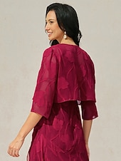 voordelige Elegante topjes-Dames haalt zijn schouders op Effen Kleur Bloemig Grafisch Elegant Stijlvol Basic 3/4 mouw Assymmetrisch Croptops Bruiloft gast Strand bruiloft Pailletten Lapwerk Rood Zomer Lente Herfst