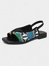 economico Sandali Eleganti-sandali da donna con cinturino posteriore aperto in arancione e nero - scarpe comode, comode e comode per appuntamenti estivi quotidiani e uscite del fine settimana