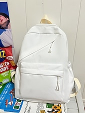 abordables Sacs à dos de Collège-Sac à dos d&#039;école unisexe en nylon de couleur unie avec design multi-poches - sac à dos léger et minimaliste pour adolescents et étudiants
