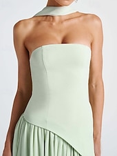 preiswerte Abschlusskleider-Damen Langes Kleid Maxikleid Weißes Kleid Abschlusskleid Partykleid Mode Party Abendgesellschaft Ausgehen Normale Passform Einfach Ärmellos Trägerlos Weiß Gelb Wein Marineblau Sommer