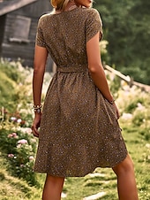ieftine Rochii Boho-Pentru femei Rochie Mini Rochie florala Rochie Boho Rochie imprimata Modă Clasic Modern Vacanță Concediu Ieșire Fit regulat Floare Manșon scurt Stil Nautic Roșu-aprins Albastru piscină Maro Trifoi