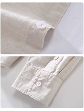 preiswerte Freizeitanzüge-Herrenhemd Leinenhemd klassisch lässig Strandhemd Standard Fit Langarm Revers einfarbig Baumwolle Leinen weiß beige grau