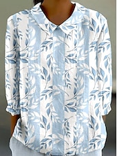 preiswerte Damen Streifen- und geometrische Oberteile-Damen Hemd Grafik Geometrisch Bohemien Täglich Stilvoll Langarm Hemdkragen Normale Oberteile Täglich Knöpfe Druck Gelb Blau Khaki Sommer Frühling