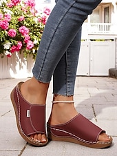cheap Comfort Sandals-Women’s Light Blue Wedge Sandals – Open-Toe Slip-On Sandals with Soft Sole for Garden Walks and Summer Casuals