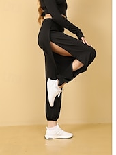abordables Leggings unis-Femmes Taille EU / US Pantalons Amples Décontracté Quotidien Pantalon Bouddha Longueur complète Taille Moyenne Couleur Unie Fendu Respirant Confortable Micro-Élastique Yoga Tenue quotidienne Ros