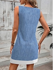 ieftine rochie florală-Pentru femei Rochie Mini Rochie de Vară Rochie A line Rochie de vară Vacanță Casual Zilnic Fit regulat Floral Grafic Fără manșon În U Bleumarin Albastru piscină Vară