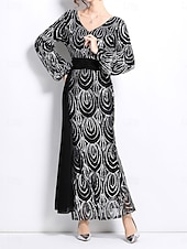 preiswerte Bodenlänge-A-Linie Brautmutterkleid Elegant Party V Ausschnitt Bodenlang Polyester Langarm mit Paillette 2025