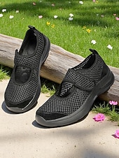 Χαμηλού Κόστους Γυναικεία Sneakers-Γυναικεία αναπνεύσιμα παπούτσια πεζοπορίας από πλέγμα – ελαφριά αθλητικά αθλητικά παπούτσια με velcro για άσκηση σε εξωτερικούς χώρους, ταξίδια και καθημερινή άνεση