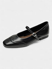 abordables Années 1950-Ballerines Mary Jane en similicuir noir pour femme – style écolière vintage des années 1950 avec détails brogue pour un usage quotidien et des tenues lolita