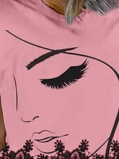 billige Kunst &amp; Design t-skjorte-Dame T skjorte Sommertopper Grafisk Klassisk Fritid Kortermet Crew-hals Crop Tops Daglig Helg Trykt mønster Rosa Sommer Vår Høst