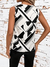 preiswerte Streifen- und geometrisches Tanktop-Damen Camisole-Tanktop Grafik Geometrisch Stilvoll Lässig Ärmellos V Ausschnitt Normale Oberteile Täglich Druck Weiß Khaki Sommer Frühling