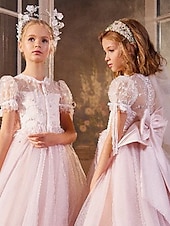 baratos tutus infantil-De Baile Até os Joelhos Vestido para Meninas das Flores Festa de 15 Anos Elsa congelada Meninas Lindo Vestido de Baile Tule com Franzido Estilo real Tutu Ajuste 3-16 anos