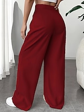 economico gamba larga e vita alta-Per donna Gamba larga Pantaloni Eleganti Pantaloni Elegante Lunghezza intera Naturale Semplice Tasca Comodo All&#039;aperto Confortevole All&#039;aperto Ferie Weekend Verde mela Vinaccia Verde translucido