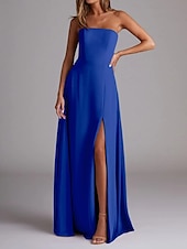economico Abiti da damigella-Abito da damigella a trapezio, scollo a V, maniche lunghe, elegante, strascico a ruota in chiffon con pieghe e volant 2025