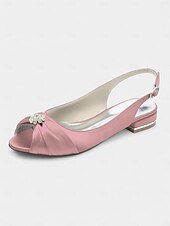 olcso Koktél-női szatén slingback esküvői magassarkúk kristálydíszítéssel - elegáns menyasszonyi slingbackek különleges alkalmakra