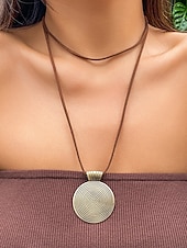 abordables Collier pour femme-Collier bohème à pendentif en bois multicouche pour femme – perles en alliage naturel faites à la main, design ethnique en spirale, bijoux légers pour tenues décontractées, fêtes d&#039;été et vacances à la plage