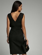 abordables Robe de cocktail-Femmes Mini Robe Robe moulante Anniversaire Coupe régulière Couleur Unie Sans manches Col en V Noir Rouge Bleu Violet Été
