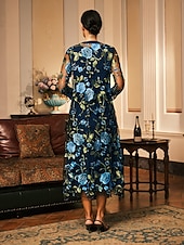 billiga Kappor och trenchcoats-Dam Kappa Andningsfunktion Spets Broderad Elegant Blommig Formell Bröllop Fest Lång Rund halsringning Lös passning Långärmad Ytterkläder Grå rosa Svart Vinröd Sommar Vår