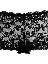 cheap Women&#039;s Sleep Tops &amp; Bottoms-Women&#039;s Petite Shorts Comfort Short Medium Waist Plants Tropical Lace Knitted Breathable Breathability Comfortable Stretchy Daily Daily Wear milk white claret Azure Brown black Spring, Fall, Winter