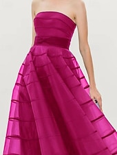 preiswerte Cocktailkleider-A-Linien Cocktailkleider Kreppkleid formelles Hochzeitskleid Tee-langes Maxikleid ärmellos strapless Nylon mit Schleife(n)