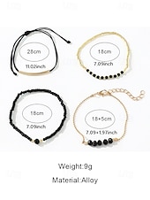 voordelige Damesarmband-Set bohemian zwarte kralenarmbanden voor dames, met gouden versiering, verstelbaar, modieuze en trendy sieraden, geschikt voor dagelijks gebruik, op reis en voor feestjes