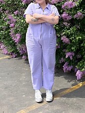 preiswerte Unterteile-Damen Normal Overall Streetwear Einfarbig Kurzarm Hemdkragen Reißverschluss Ausgehen Wochenende Normale Passform Blau Schwarz Rosa Sommer