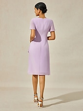 billige Bodycon-kjoler-Dame Knelang kjole Lag-på-lagkjole Elegant Formelt Sommerfugl Bryllupsgjest Cocktailfest Normal عادي Kortermet Crew-hals Lys Lilla Sommer