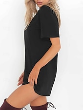 ieftine Rochie simplă-Pentru femei Rochie Mini Rochii Tricou Rochie de vară Casual Zilnic Fit regulat Simplu Manșon scurt În V Negru Alb Maro Trifoi Vară