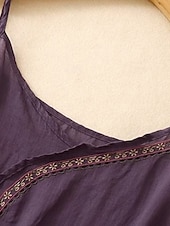 abordables Chemises-Femmes Gilet en coton et lin Chemisier Fleur Élégant Moderne Sans manches Bretelle Hauts Réguliers Fête Sortir Broderie Violet Été
