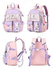 abordables Sacs à dos pour Enfants et Adolescents-Sac à dos d&#039;école imperméable pour filles avec bandes réfléchissantes et motif lapin - sac à dos léger de grande capacité pour les élèves du primaire, usage quotidien et voyage