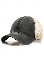 Herr vintage truckerkeps med meshrygg – justerbar basebollkeps i tvättad bomull för utomhussport, resor och vardagskläder billiga Herrhattar-Herr vintage truckerkeps med meshrygg – justerbar basebollkeps i tvättad bomull för utomhussport, resor och vardagskläder