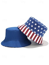 preiswerte Hüte für Damen-Fischerhut für Damen mit amerikanischem Flaggen-Aufdruck – wendbarer patriotischer Sommerhut mit Sternen- und Streifen-Design, perfekt für den Unabhängigkeitstag, den 4. Juli, Feiertage und Veranstaltungen im Freien