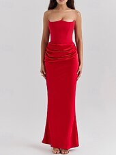 abordables Robes de Diplôme-Femmes Robe Longue Maxi Robe Robe Blanche Robe de remise des diplômes Robe de Bal Robe de Soirée Élégant Mode Soirée Occasion Spéciale Coupe régulière Uni Sans manches Sans bretelles Noir Blanche